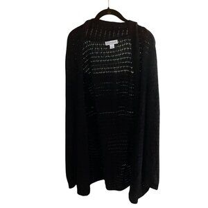 Christopher & Banks Open Knit Cardigan-Black-Large-GUC